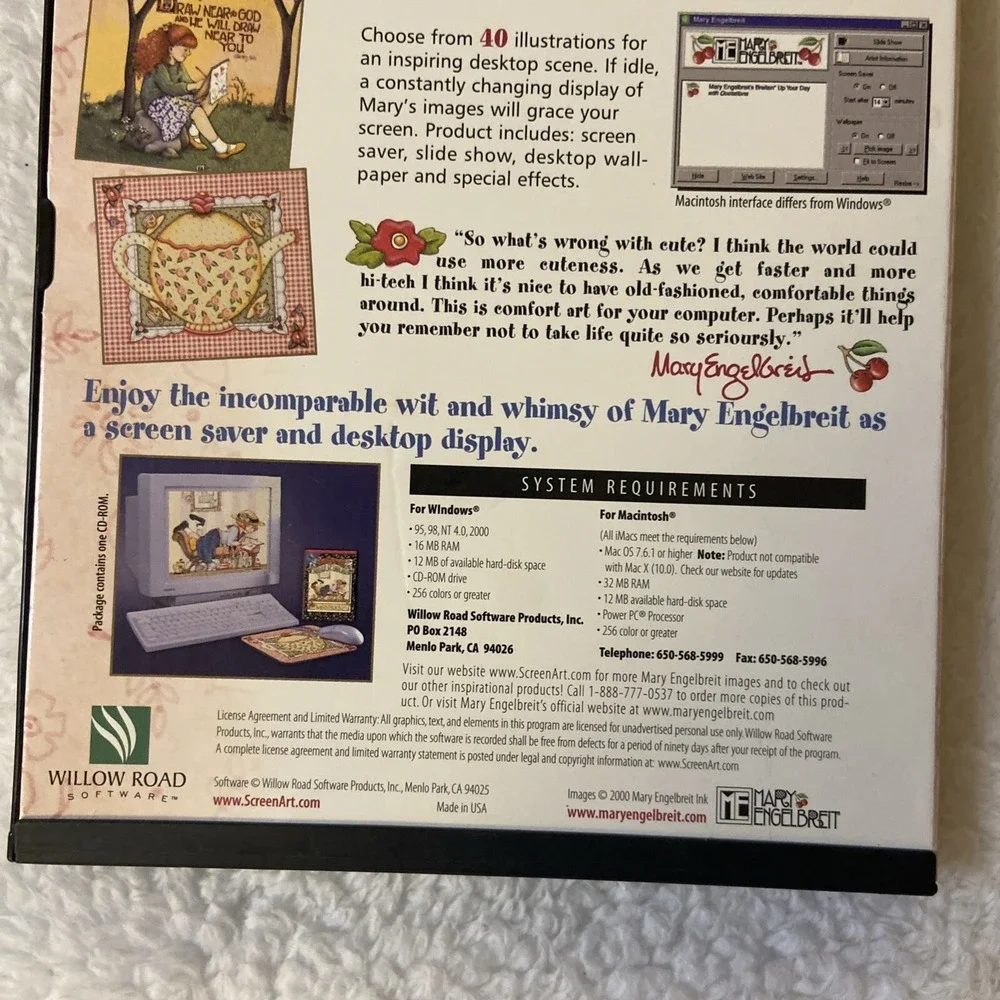 Mary Englebreit CD Rom Computer Screen Saver Breiten Up‎ Your Day 2000 Rare Art